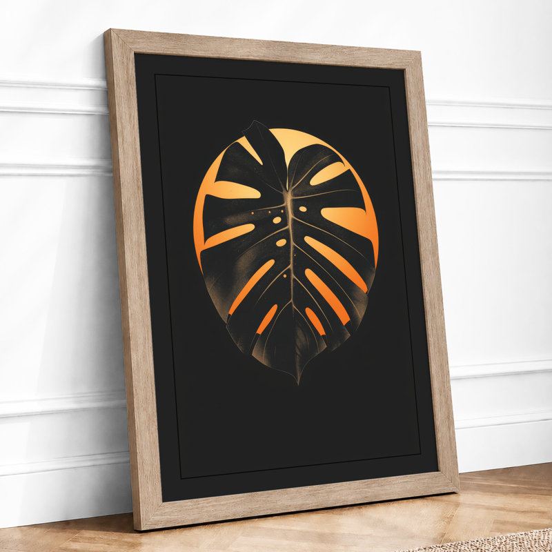 Golden Monstera Botanical - Print, Oak, A4 - 29.7 x 21.0 cm