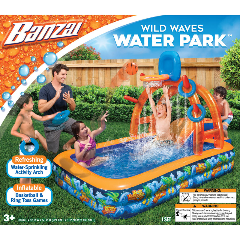 Wild Waves Inflatable Water Park with Slide and Games