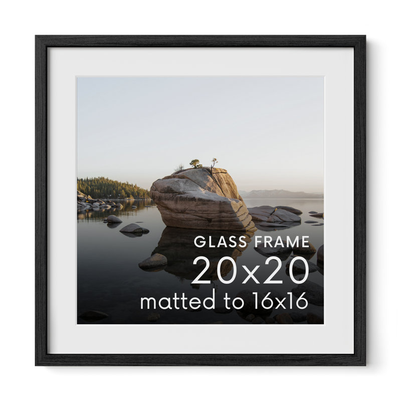 Cadre photo en bois massif avec verre, Noir, L 20 po x H 20 po