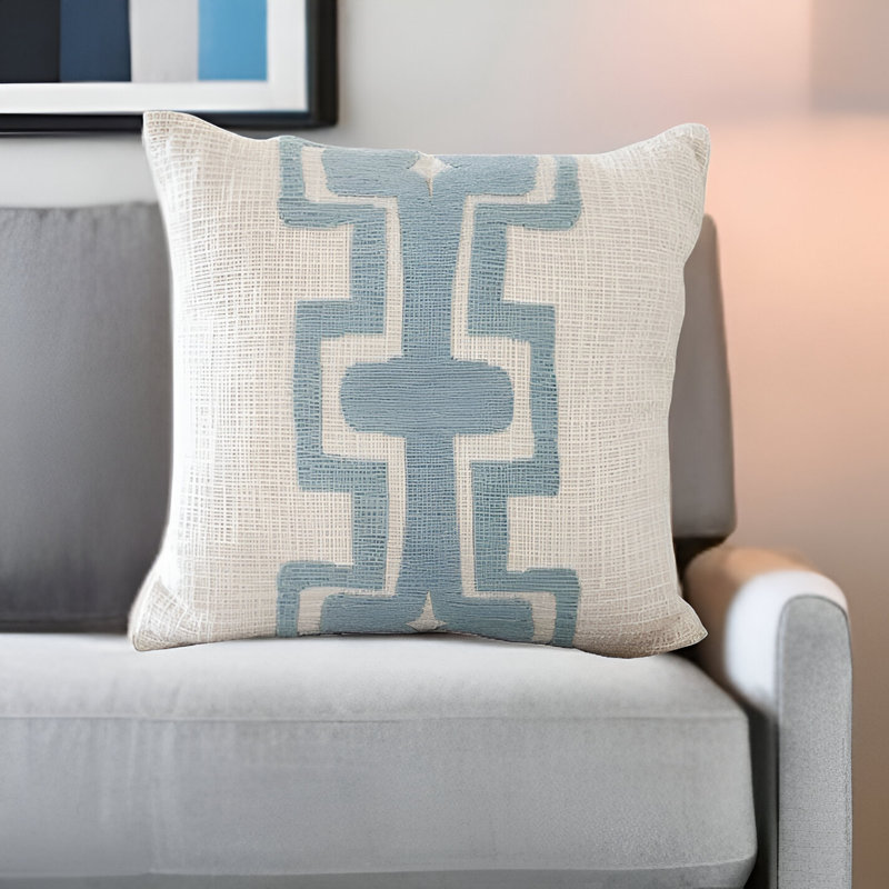 Cotton Throw Pillow, Black/Ivory, 4" H x 20" W x 20" D
