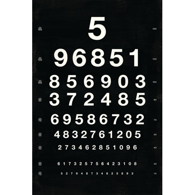 Number Eye Chart Black - Wrapped Canvas Print