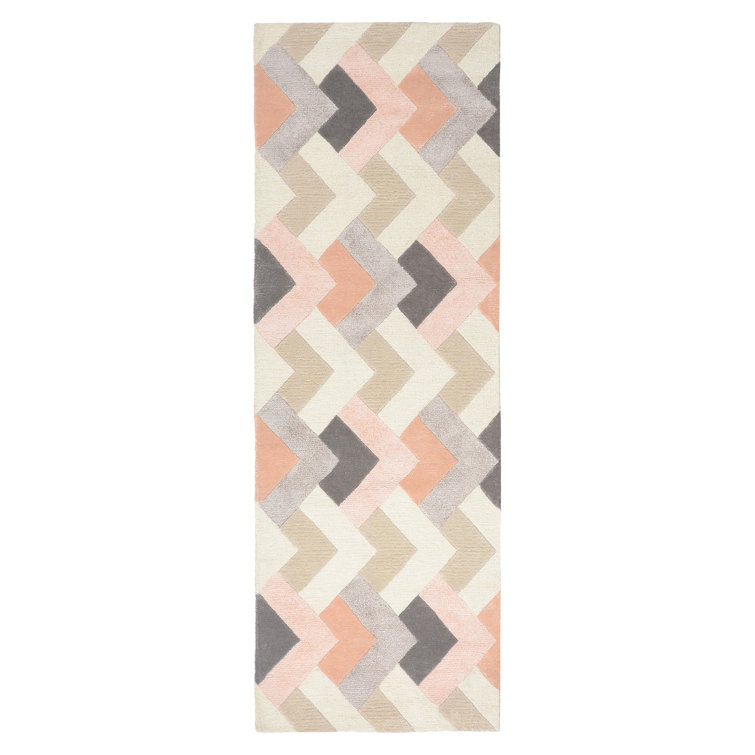 Right Away Chevron Area Rug in Ivory/Pink/Gray