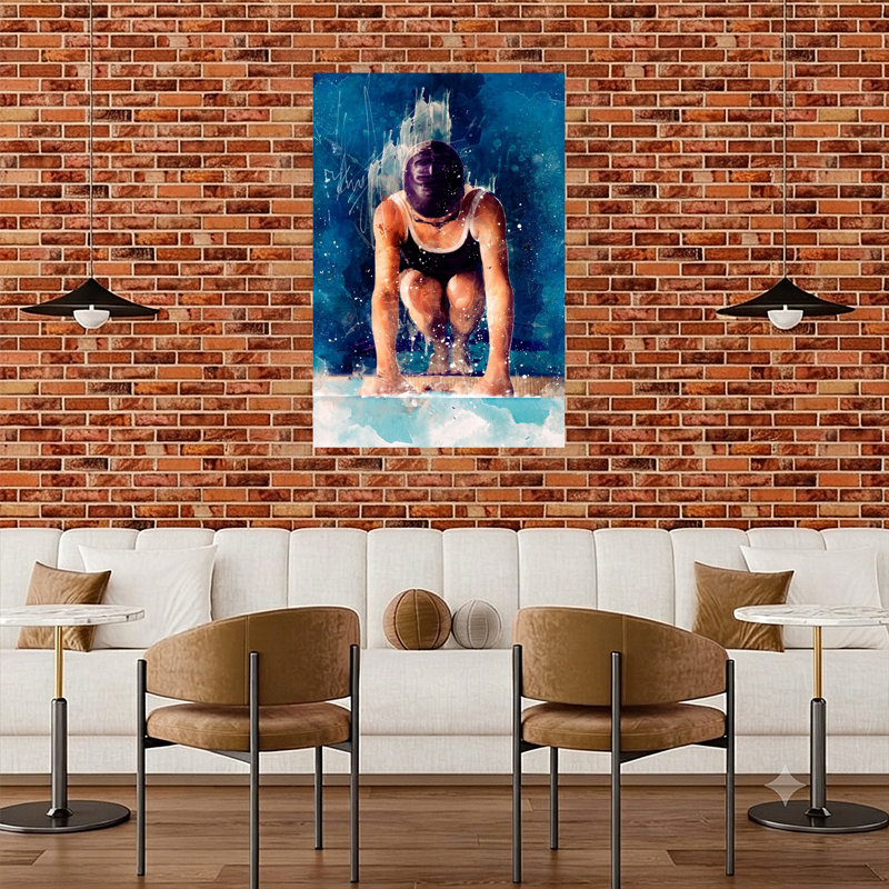 Art mural dauphin contemporain, 48" H x 32" W
