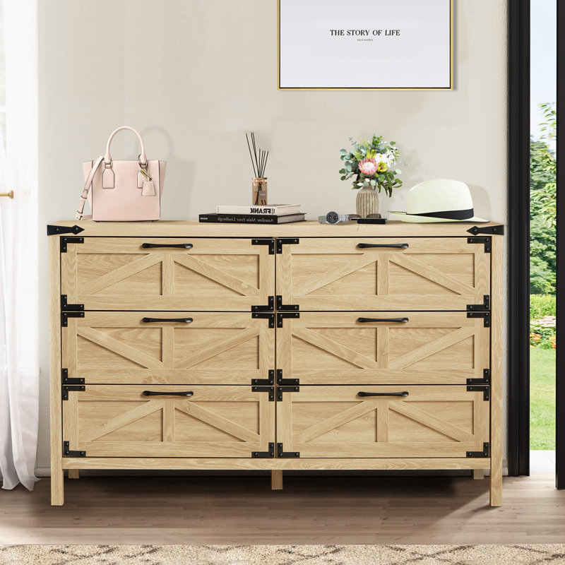 Commode décorative de style campagne avec 6 tiroirs