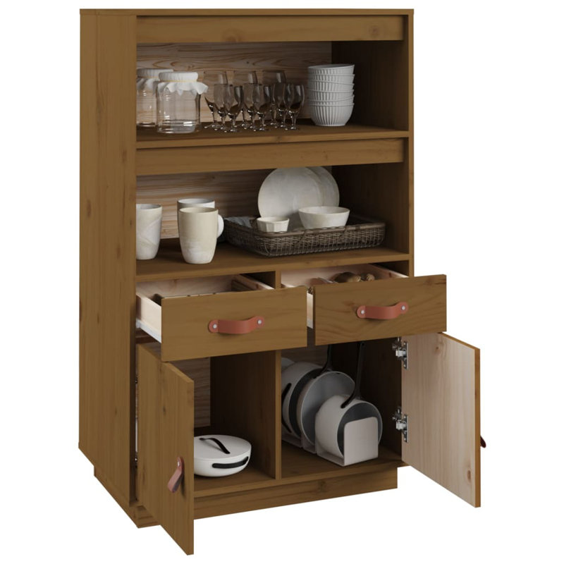 Kyi 67cm Solid Wood Sideboard, Honey Brown