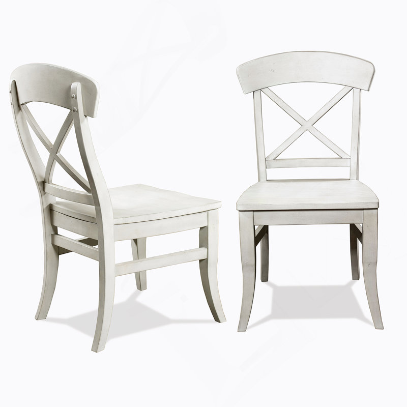 Ensemble de 2 chaises d'appoint à dossier croisé Harola, finition blanc fumé