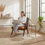 Fauteuil d'appoint en cuir italien véritable avec dossier canne et structure en bois de chêne massif