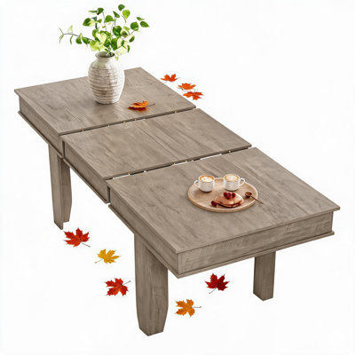 Extendable Farmhouse Dining Table for 6-10 People – 63-86.6 Inch Modern Rustic Rectangular Kitchen & Dining Table – Sturdy Wooden Frame – Easy Pull Ex