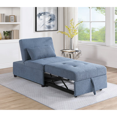 Fauteuil convertible bleu-gris avec siège et coussin inclus, style moderne