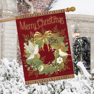 Christmas Peace Wreath House Flag 28x40