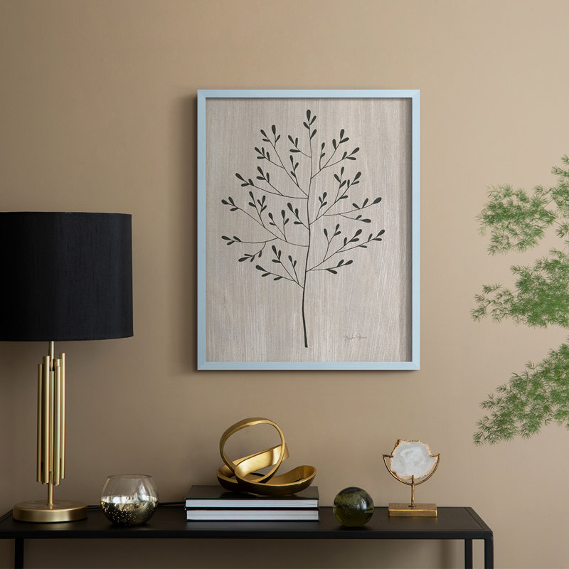 Feuilles et bois II, reproduction encadrée - bois massif, Bleu, H 21 po x l 17 po