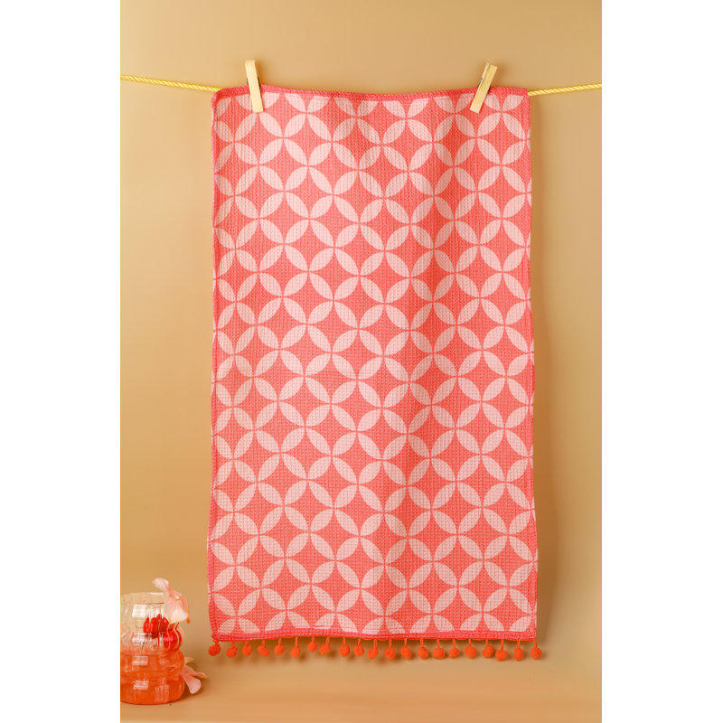 Bright Geometric Pom-Pom Kitchen Towel Set