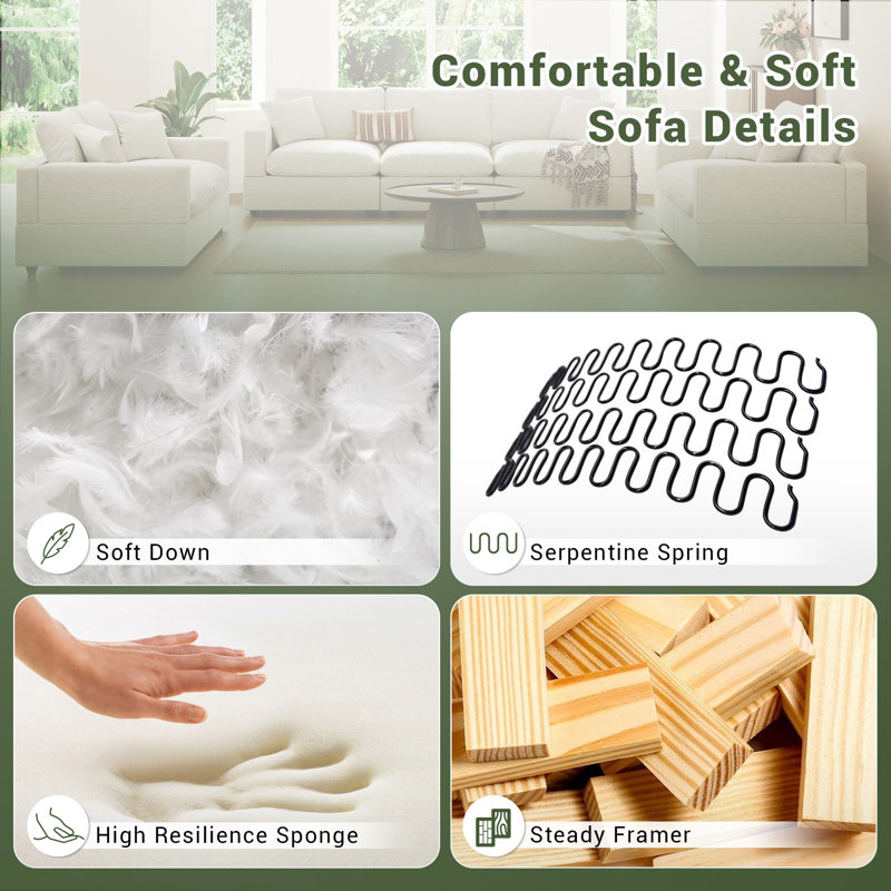 Upholstered 5 Seater Cloud Sofa, Sectional Sofa Couch, Modular Sectional Sofa with Removable Cushion Cover for Living Room Office Apartment
