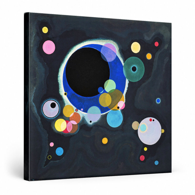Plusieurs cercles (1926) - art mural carré sur toile, L 32 po x H 32 po