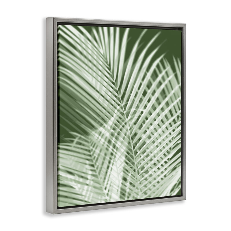 «Green Palm Leaves» par Melonie Miller, H 31 po x l 25 po, Cadre flottant gris lustré