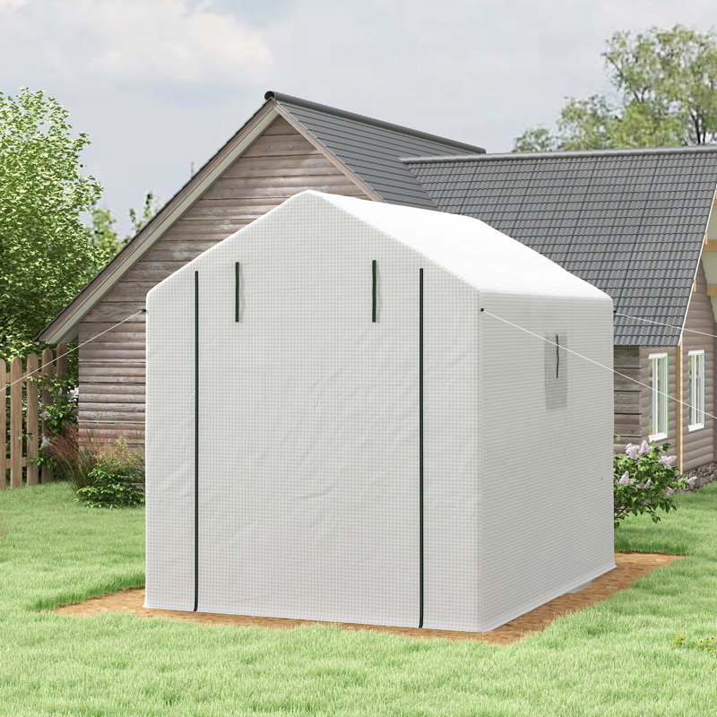 Serre de 8 pi x 6 pi x 7 pi avec porte grillagée et fenêtres Outsunny