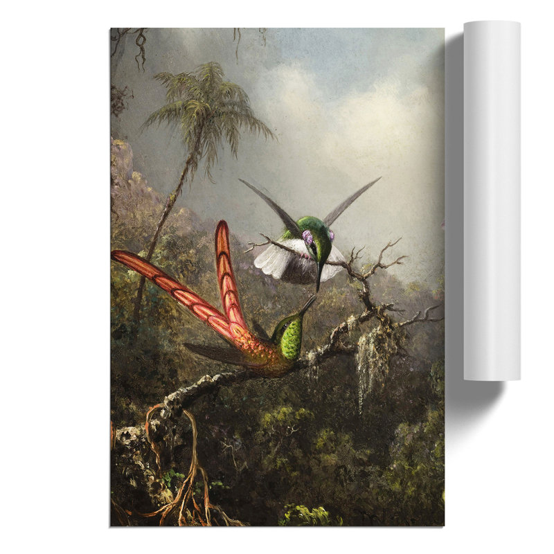 Two Hummingbirds by Martin Johnson Heade - No Frame Print, 30cm H x 21cm W x 0.1cm D