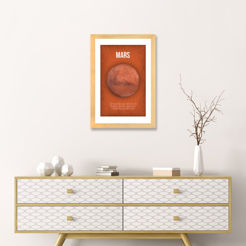 Décoration murale Mars pour enfants, Papier encadré naturel, H 32 po x l 24 po x P 1 po