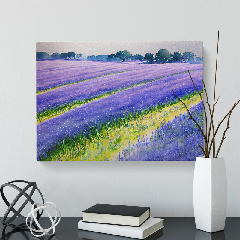 Bluebell Field In Watercolour Vol.2 - Wrapped Canvas Painting, 40cm H x 60cm W x 3cm D