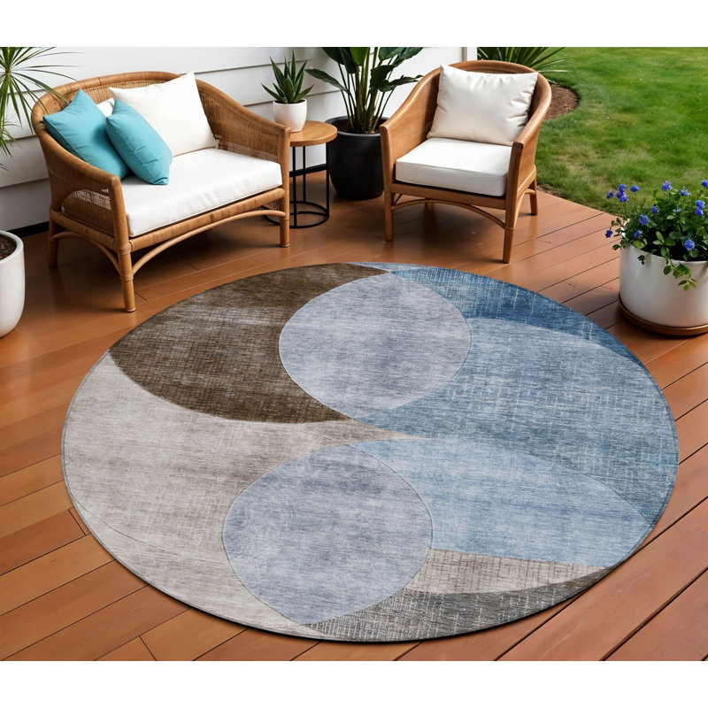 Tapis d'intérieur rond lavable 8 pi Denim