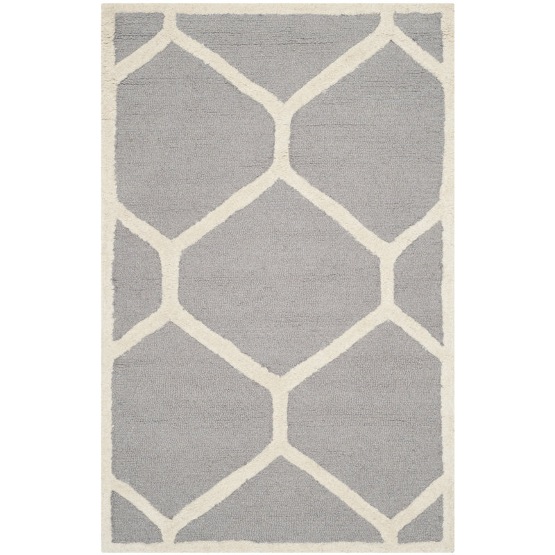 Deedgra Hand Tufted Wool Geometric Rug, Rectangle 2' x 3'