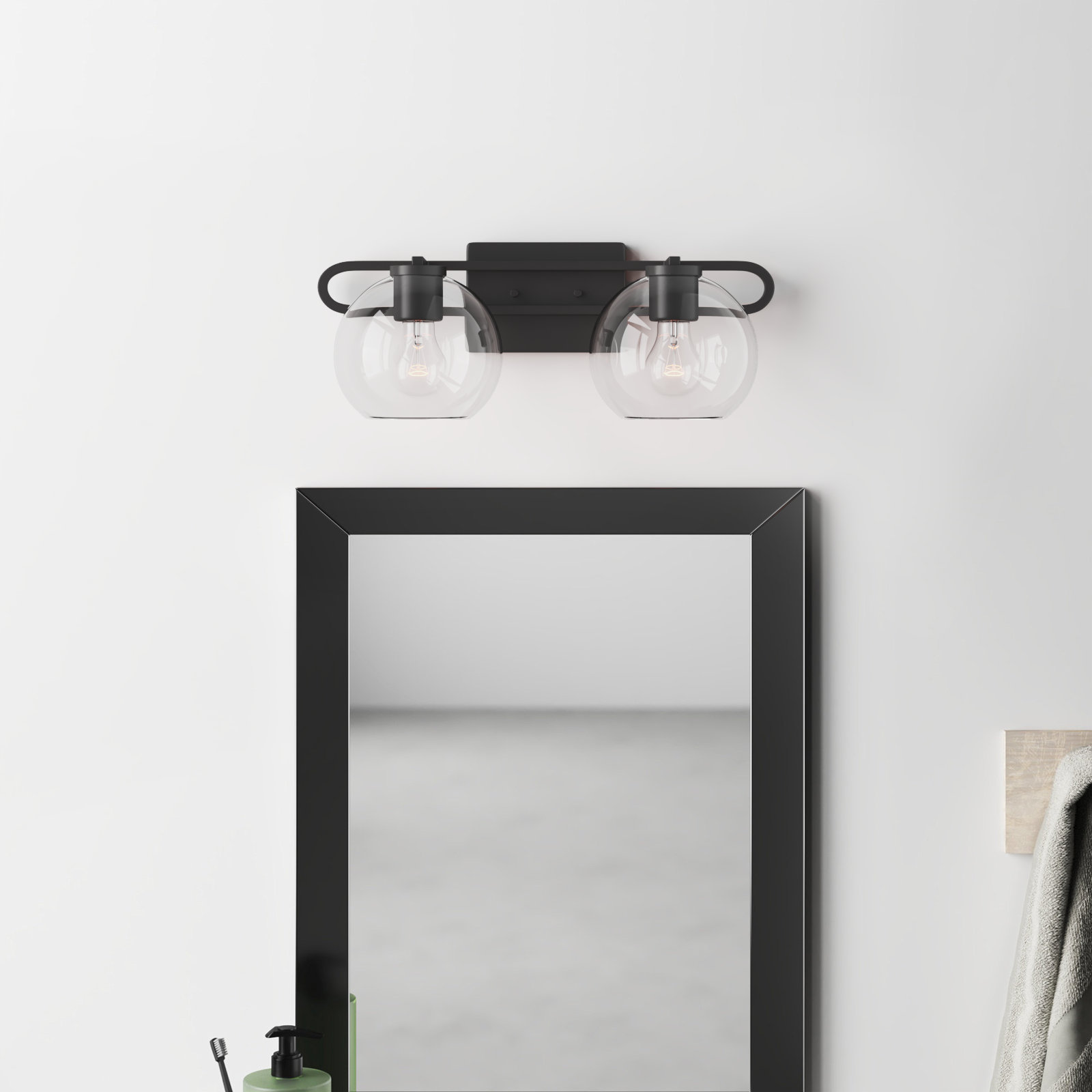 Eveline 4 Light Transparent Dimmable Vanity Light, Midnight Black, 7.63"H x 19.75"W x 8.38"D, 2