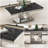 Modern Marble Coffee Table, 46.85" Rectangular Faux Marble, Luxury Mirrored Round Hollow Stainless Steel Base, Cocktail Table, Center Table-1278784171-1278784180