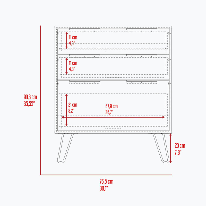Three Drawers Dresser