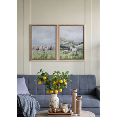 Ensemble de 2 impressions sur toile multicolores 23,6 x 31,5 po avec motifs de chevaux assortis