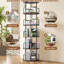 Bibliothèque 360 ° rotative, rangement rond à 5 niveaux pour la chambre à coucher, coin arrondi et structure stable, construction en fer