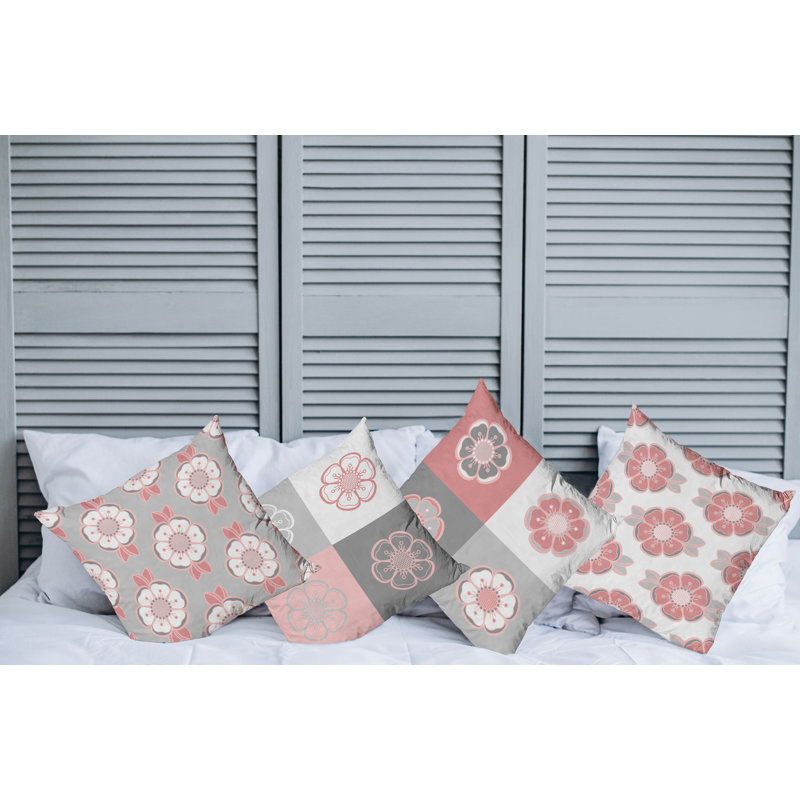 Housse de coussin Abstract, 24 po x 24 po, Gris / rose