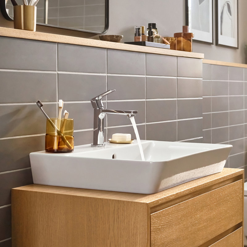 Rebris E Single Hole Bathroom Faucet, Chrome