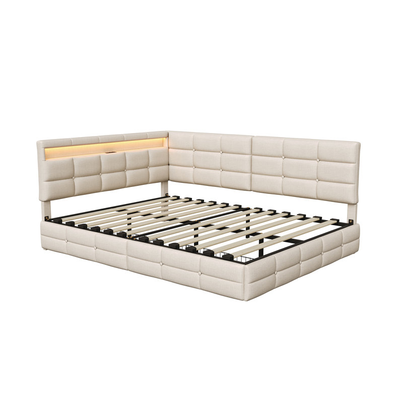 Upholstered Daybed, Beige, European Double (140 x 200 cm)