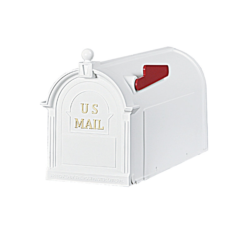Ambrose Large White Lockable Plastic Post Mount Mailbox