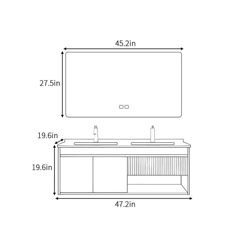 Armoire de salle de bain moderne de luxe à lumière française, L 47,2 po