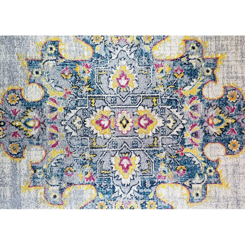 Tapis oriental à motif géométrique SantaFe, Tapis de couloir 2 pi 8 po x 9 pi 10 po