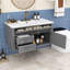 Meuble-lavabo mural moderne avec lavabo en céramique, portes à fermeture douce et grand espace de rangement-130201751