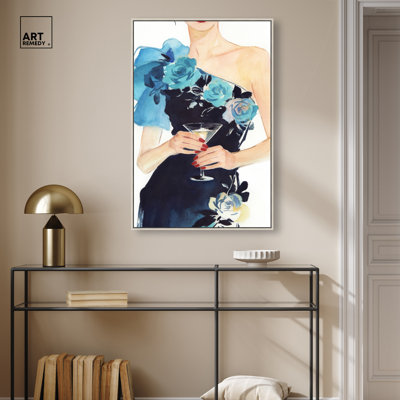 «Midnight Bloom - Ira Colmeva», reproduction d'art sur toile encadrée Art Martini par Art Remedy, cadre argenté, 24 x 36