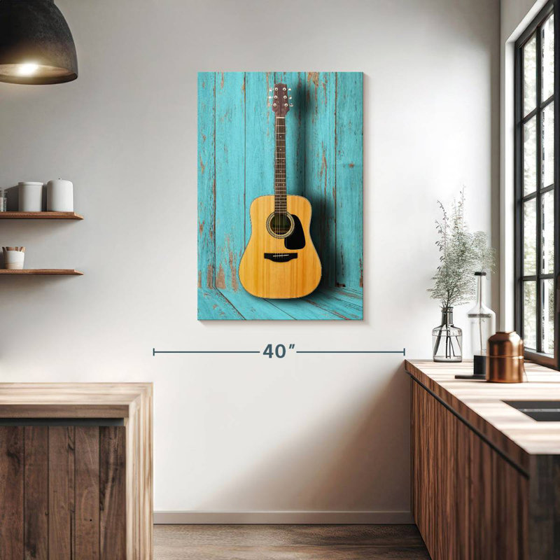 Guitare Abarca dans la chambre bleue, H 39 po x l 26 po