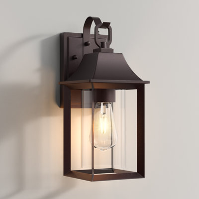 Mozingo 1 - Light 13.78''H Bronze Iron ETL Outdoor Wall Lantern with Dusk to Dawn