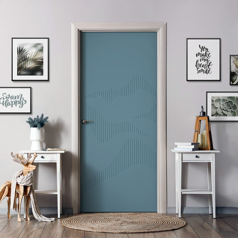 Porte standard à panneaux en bois, 24 po x 80 po, Bleu dignité