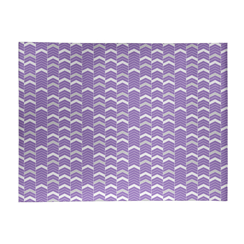 Tapis à chevrons mauve/blanc cassé, Rectangle 5 pi x 7 pi