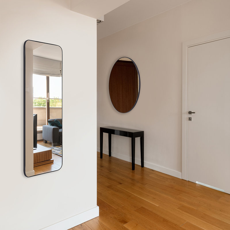 Bulla Metal Flat Wall Mirror, Black