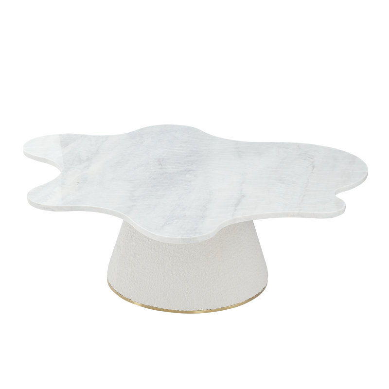Serena Marble Coffee Table, Ivory, 15.4" H x 39.4" L x 47.2" W