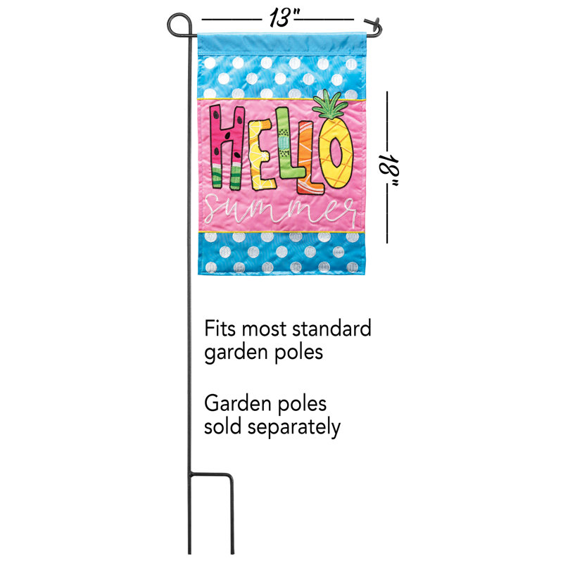 Drapeau de jardin ananas en polyester 18 po x 13 po Hello Summer