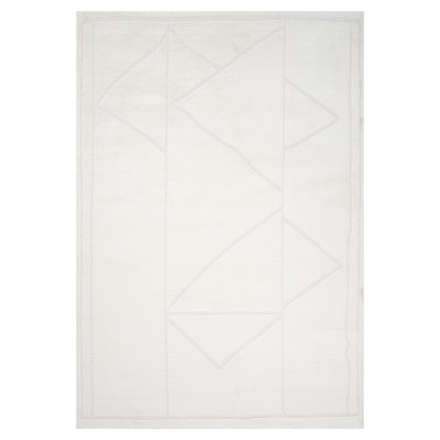 9' X 12' Ivory And Off White Geometric Area Rug