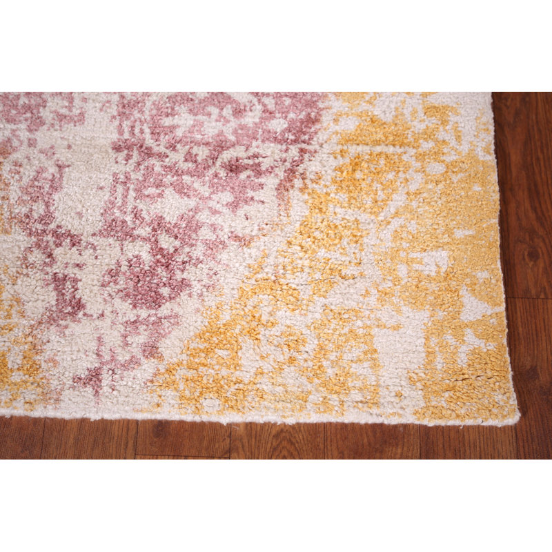 Colourful Abstract Handmade Indian Runner Rug 3x8