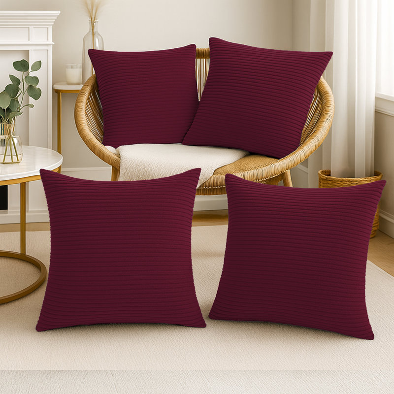 Luxury Velvet Pattern Cushion Cover (Pack of 4), Red