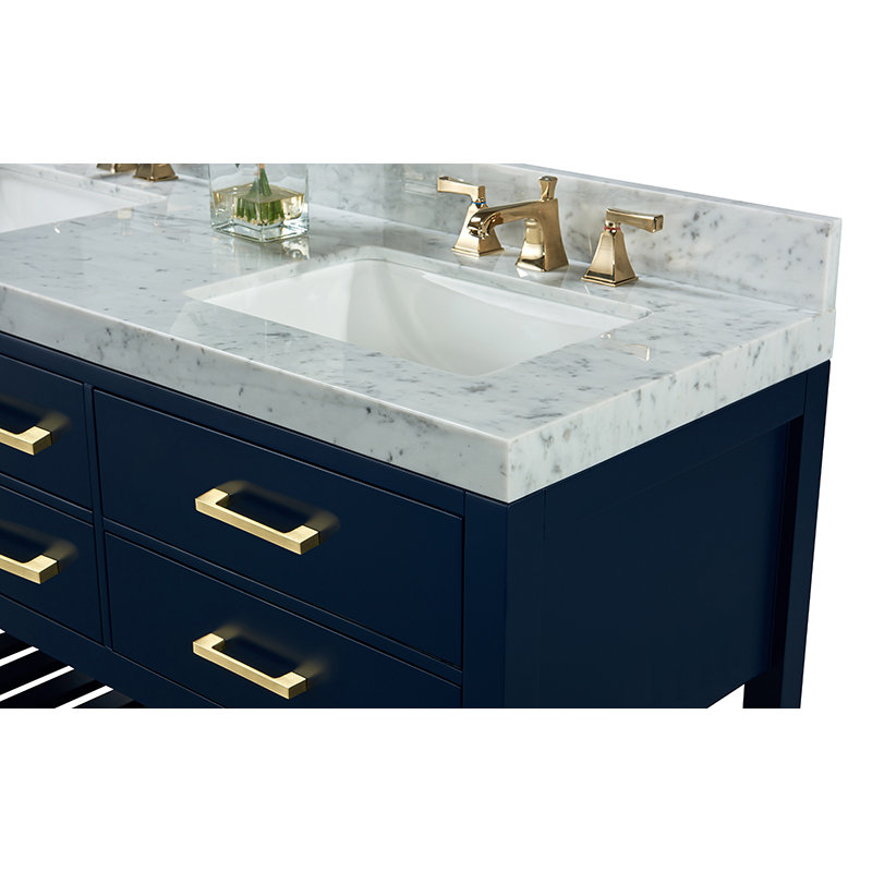 Elizabeth 72'' W Double Vanity, Heritage Blue | Brushed Gold