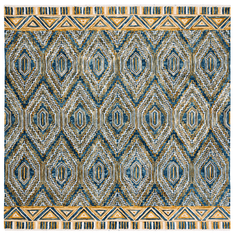 Tapis géométrique en laine touffeté à la main Deyoung, Carré 5 pi